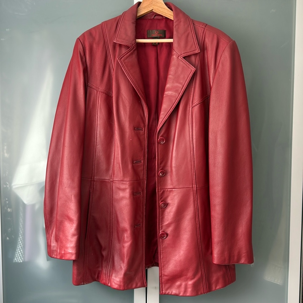 Classic Red Leather Jacket/Blazer